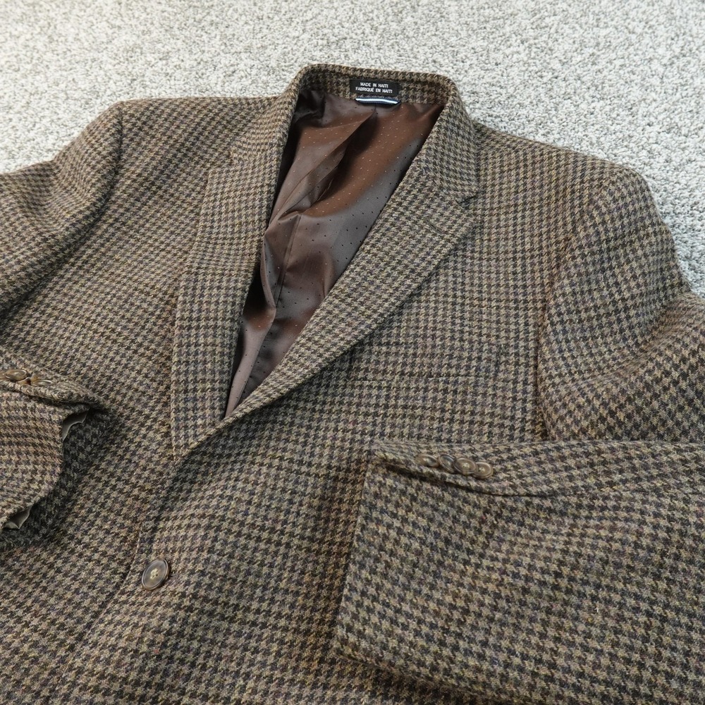 Tommy Hilfiger Blazer Mens‎ 46 Brown Houndstooth  Tweed Sport Coat Suit Jacket